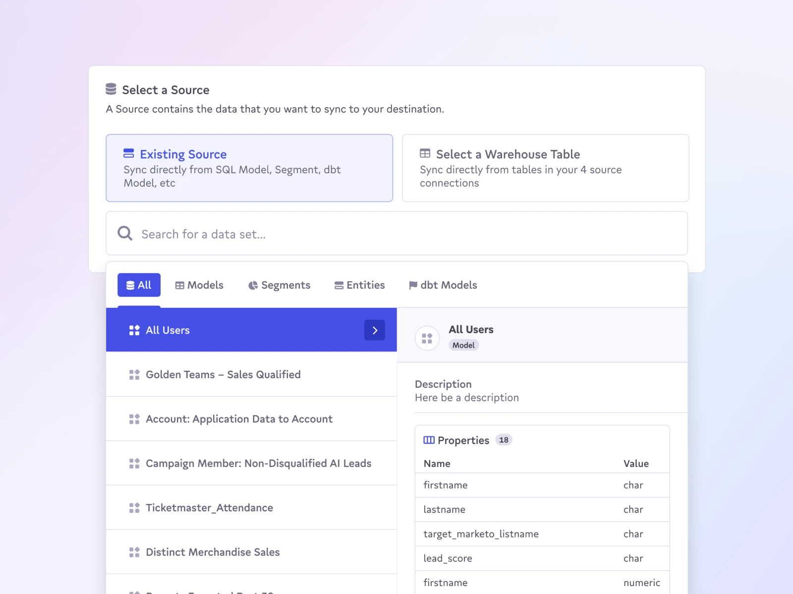 Census Select a Sync Source