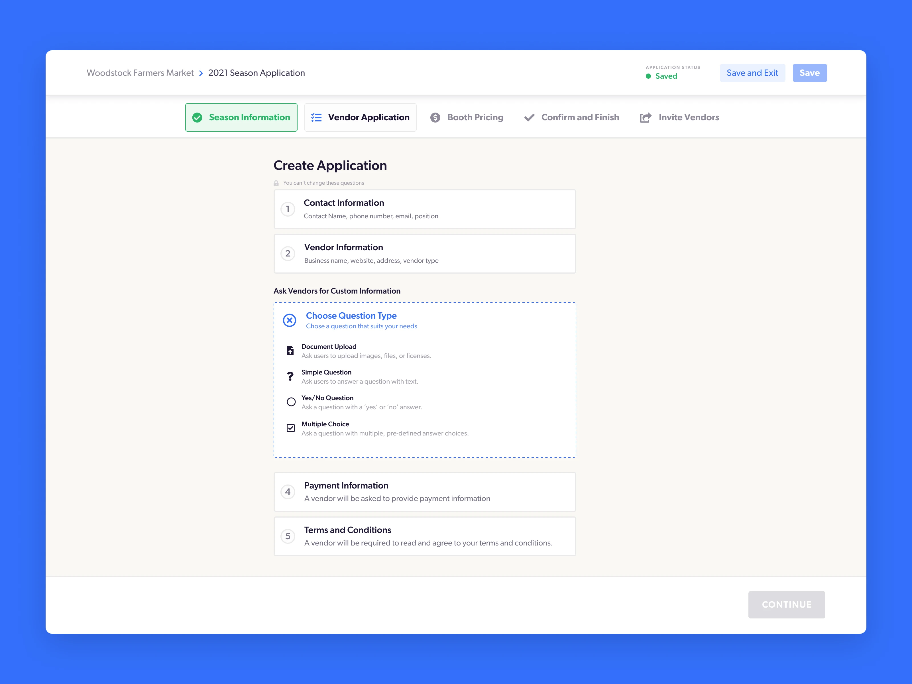 Farmer's Market Application Builder UI